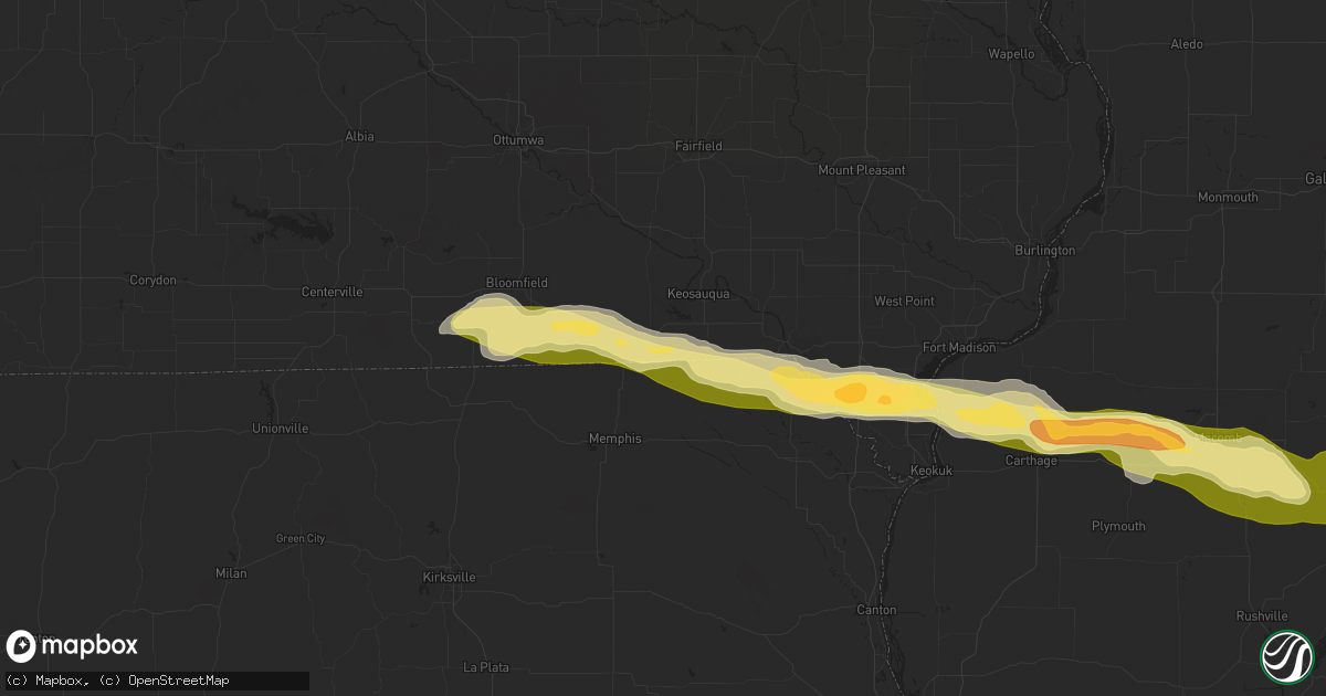 Hail map in Cantril, IA on March 31, 2024