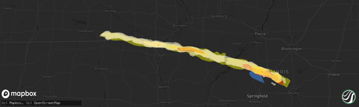 Hail map in Carthage, IL on March 31, 2024