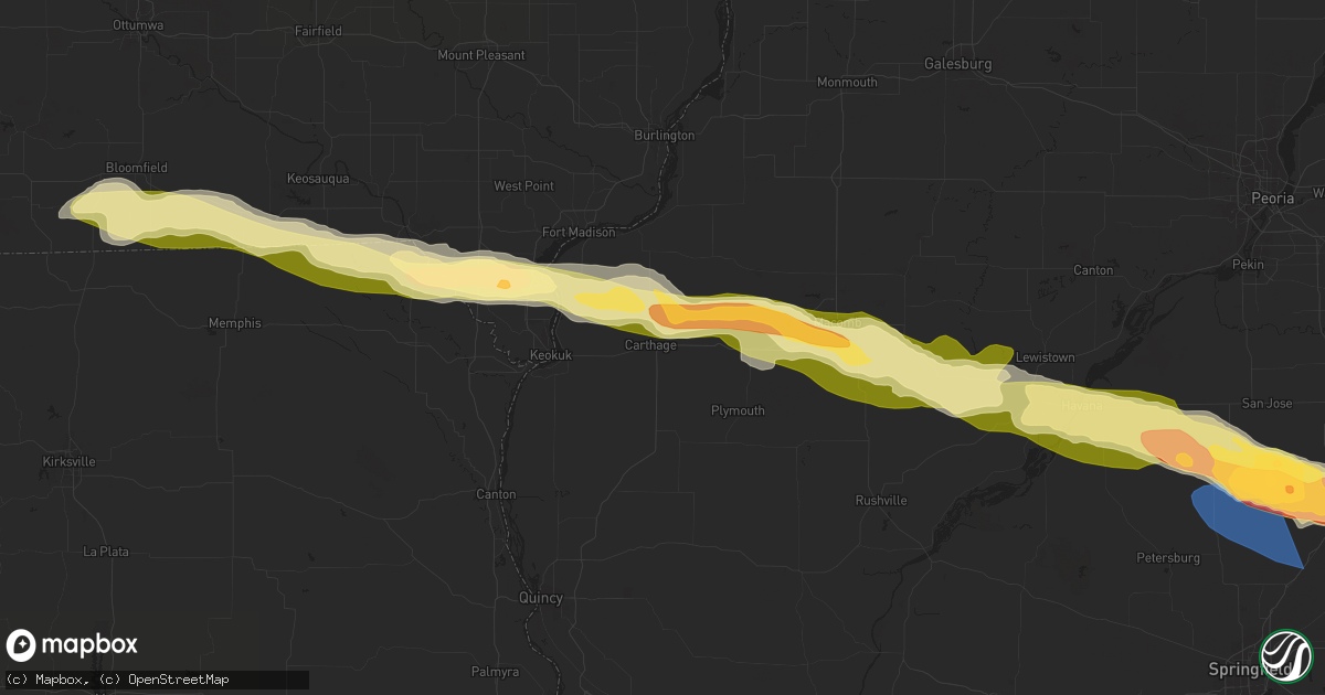 Hail map in Carthage, IL on March 31, 2024