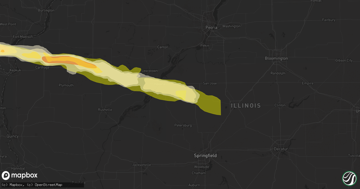 Hail map in Easton, IL on March 31, 2024