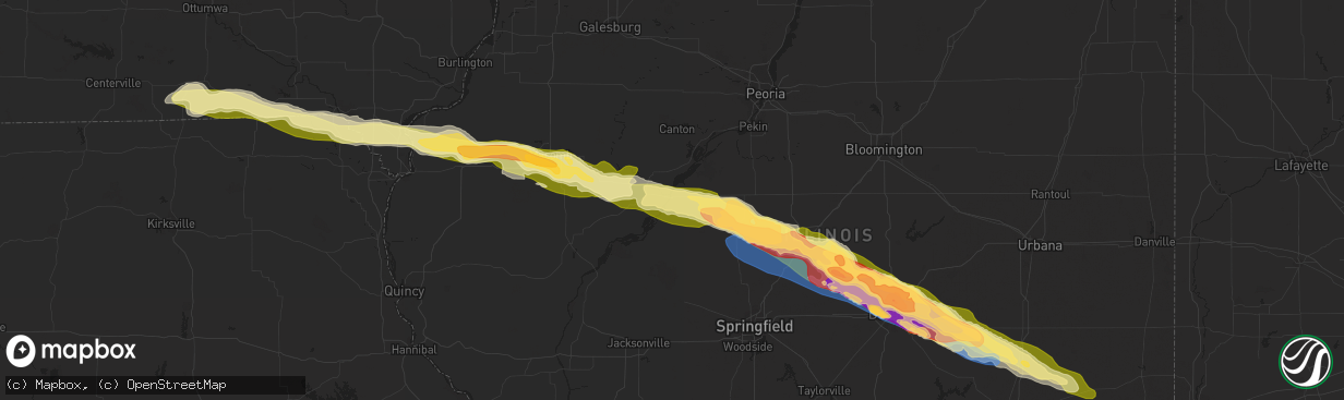 Hail map in Havana, IL on March 31, 2024