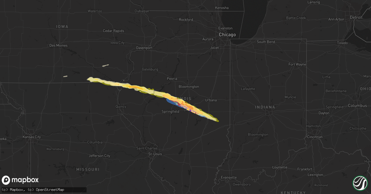 Hail map in Illinois on March 31, 2024