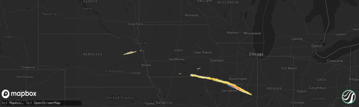 Hail map in Iowa on March 31, 2024