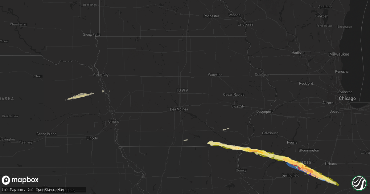 Hail map in Iowa on March 31, 2024