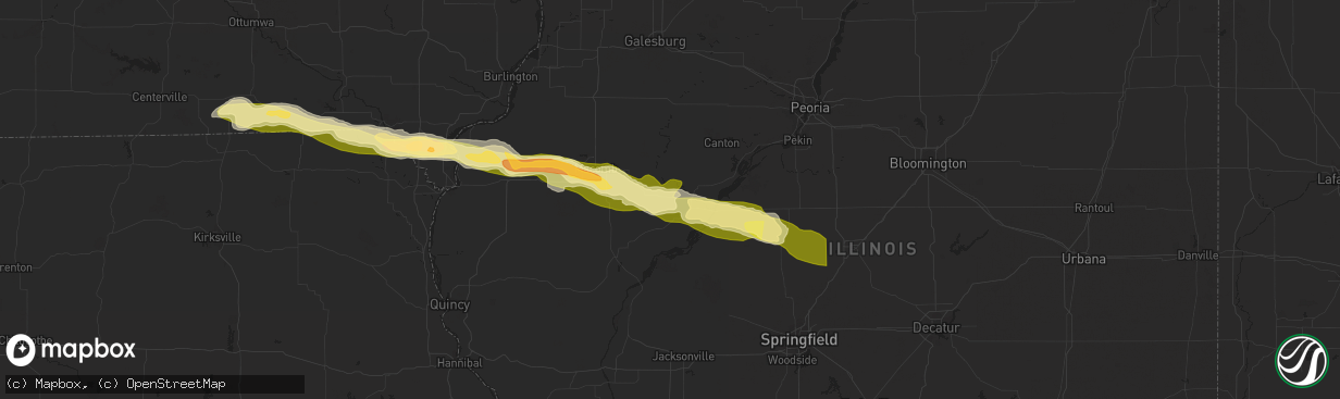 Hail map in Ipava, IL on March 31, 2024