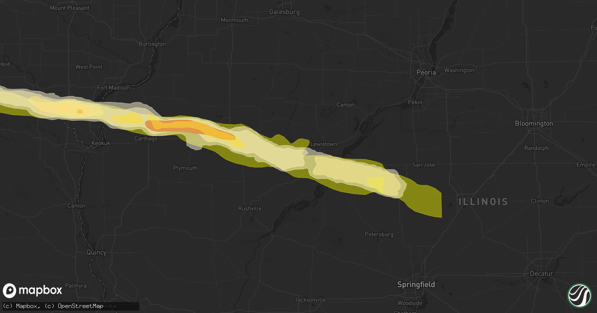 Hail map in Ipava, IL on March 31, 2024