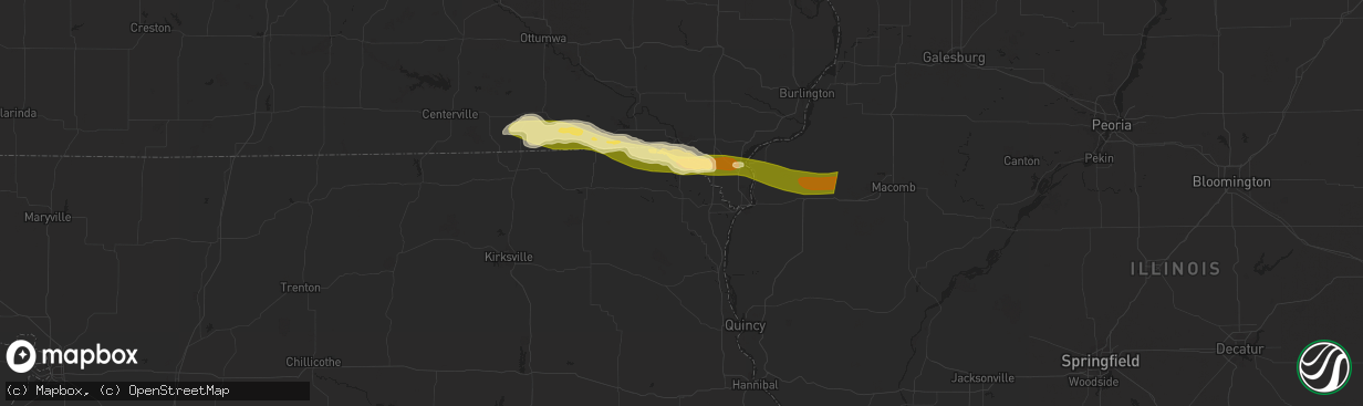 Hail map in Kahoka, MO on March 31, 2024