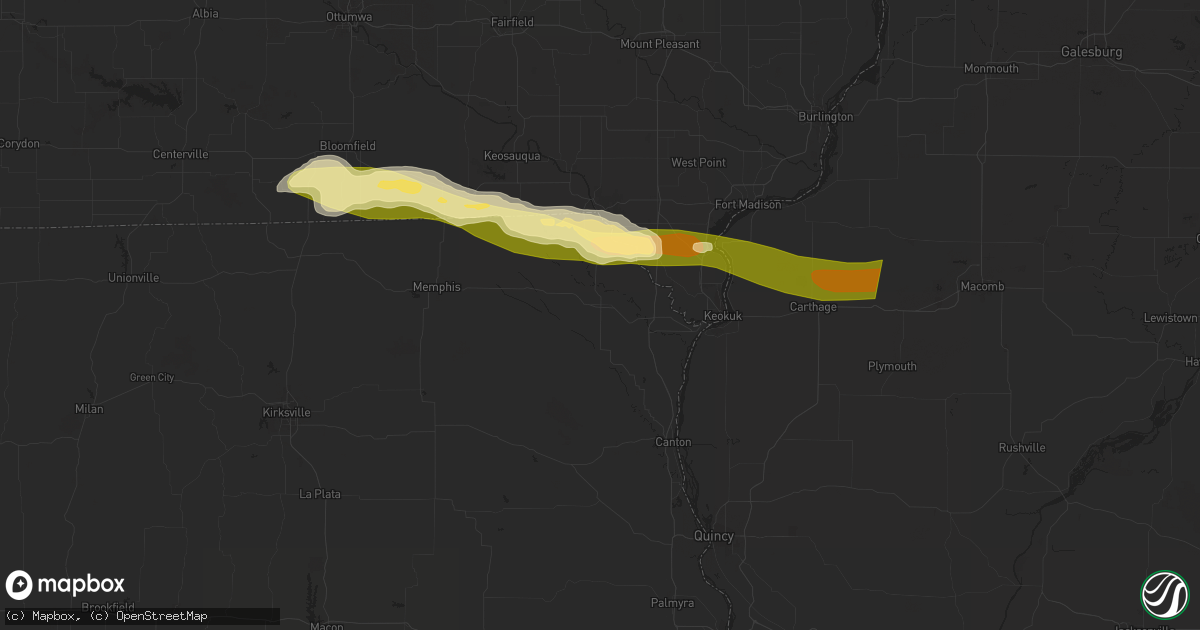 Hail map in Kahoka, MO on March 31, 2024