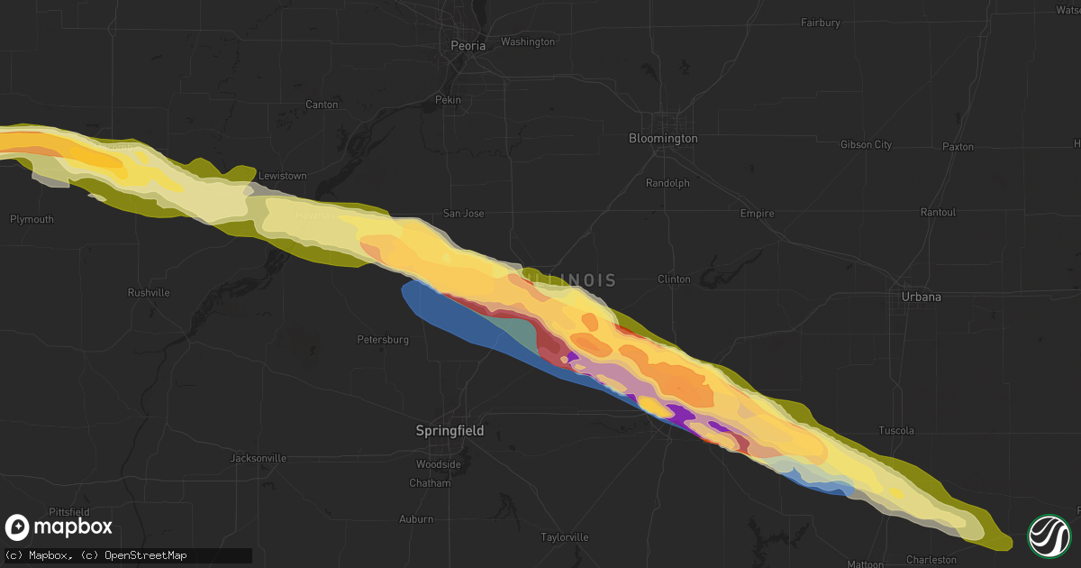 Hail map in Lincoln, IL on March 31, 2024
