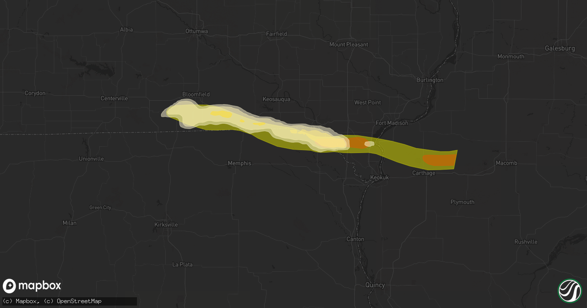 Hail map in Luray, MO on March 31, 2024