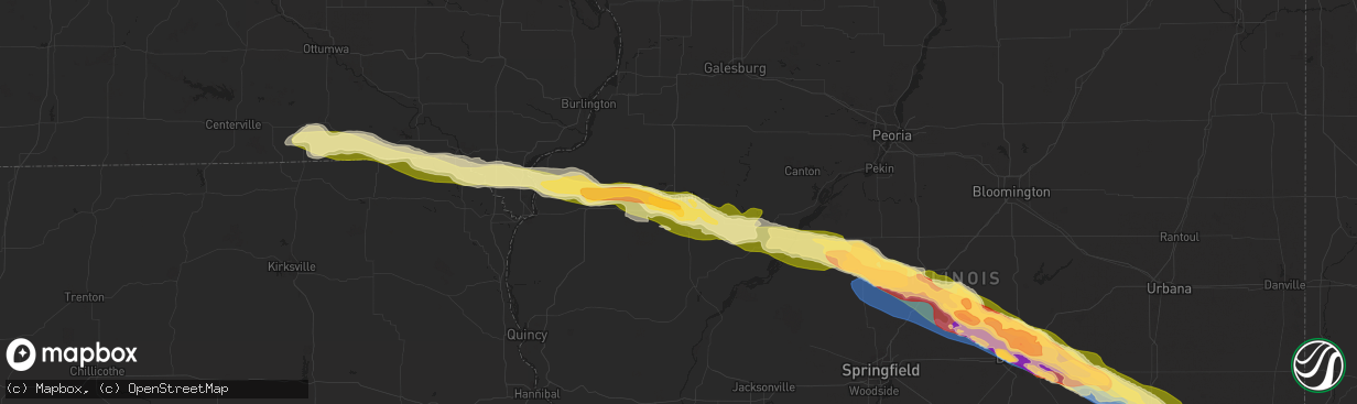 Hail map in Macomb, IL on March 31, 2024