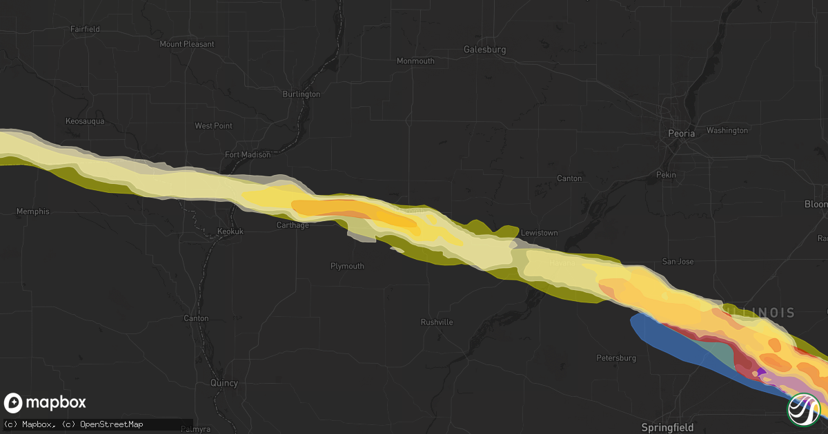 Hail map in Macomb, IL on March 31, 2024