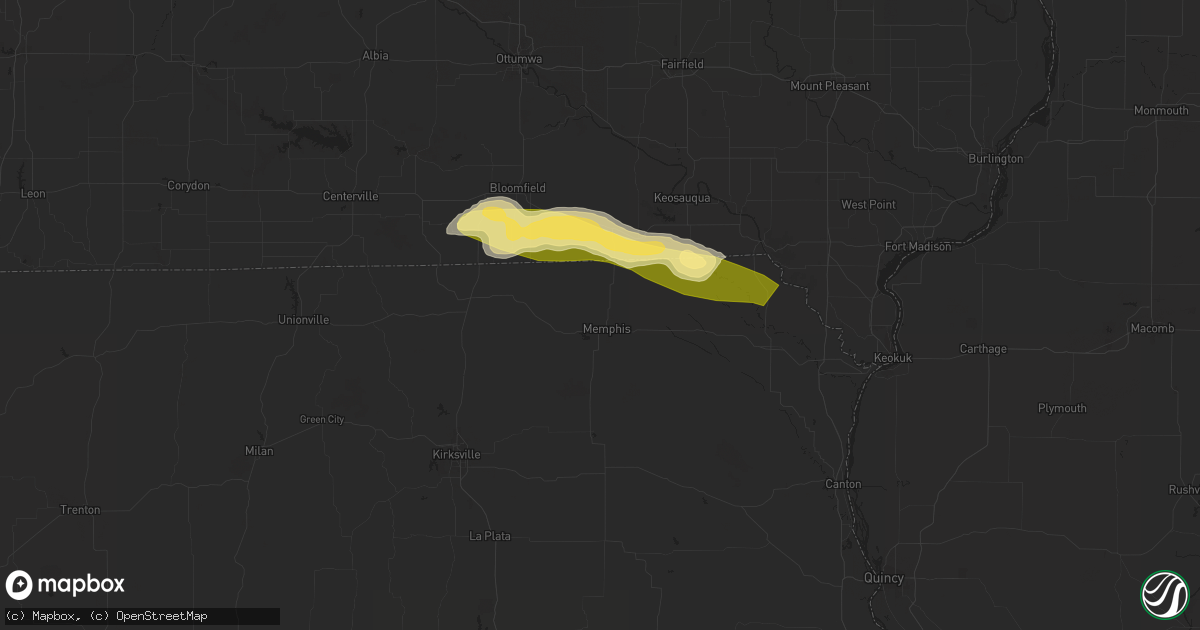 Hail map in Memphis, MO on March 31, 2024