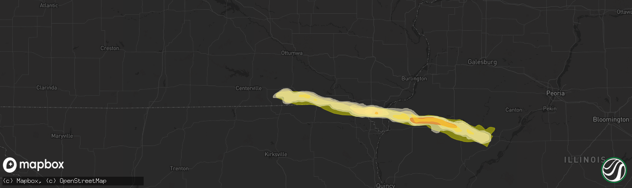 Hail map in Milton, IA on March 31, 2024