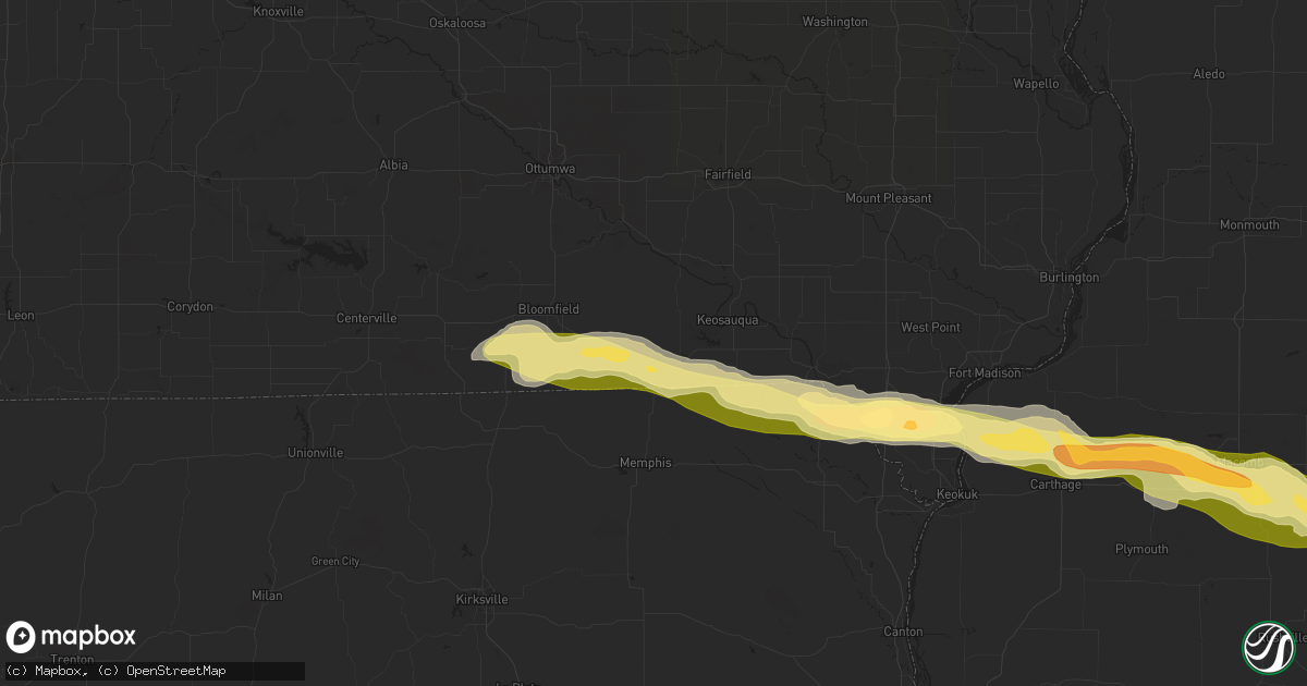 Hail map in Milton, IA on March 31, 2024