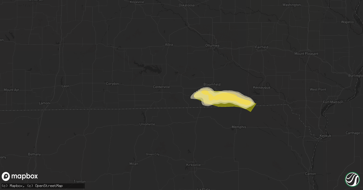 Hail map in Moulton, IA on March 31, 2024