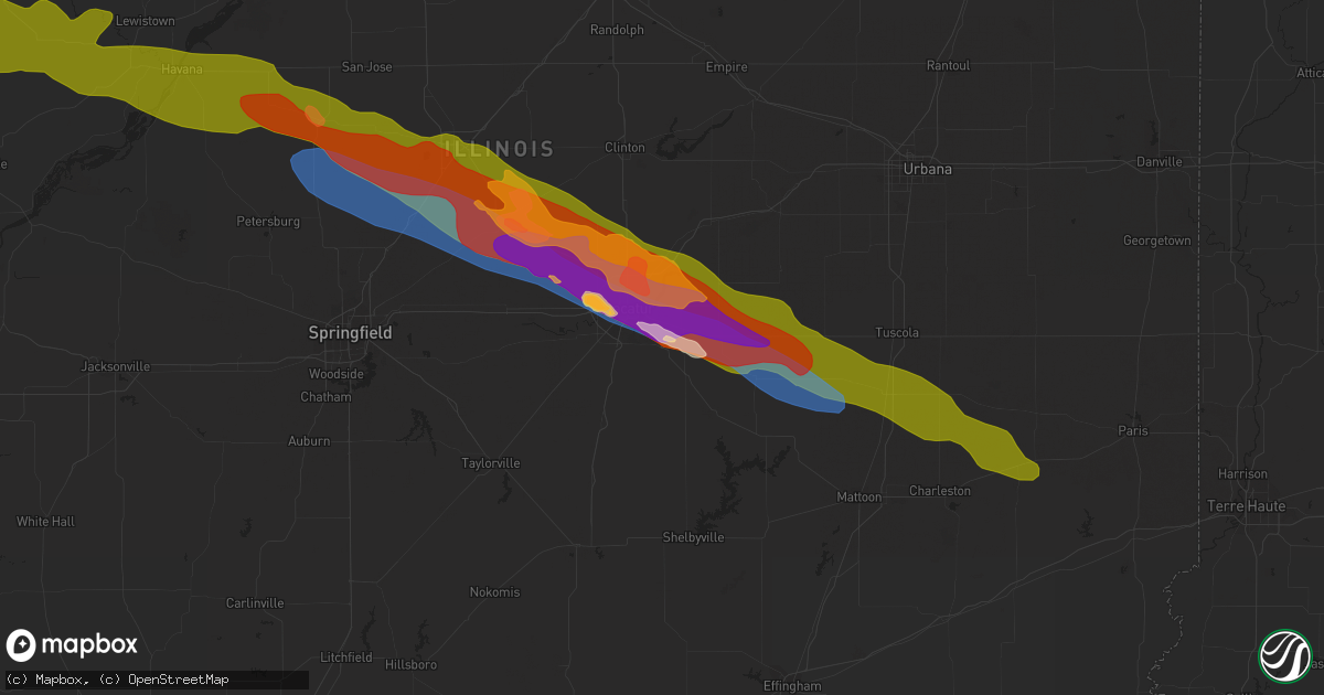 Hail map in Mt Zion, IL on March 31, 2024