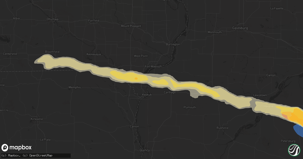 Hail map in Nauvoo, IL on March 31, 2024