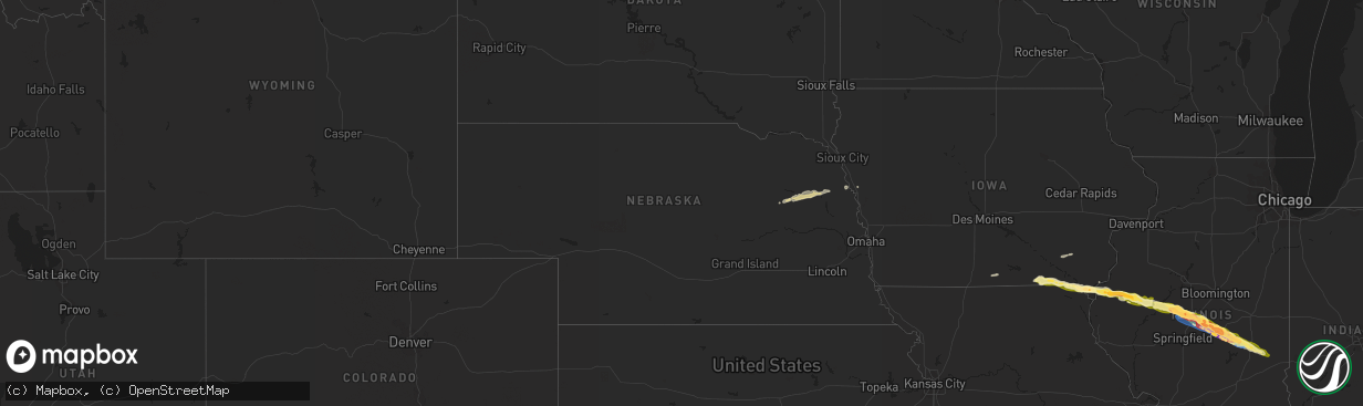 Hail map in Nebraska on March 31, 2024