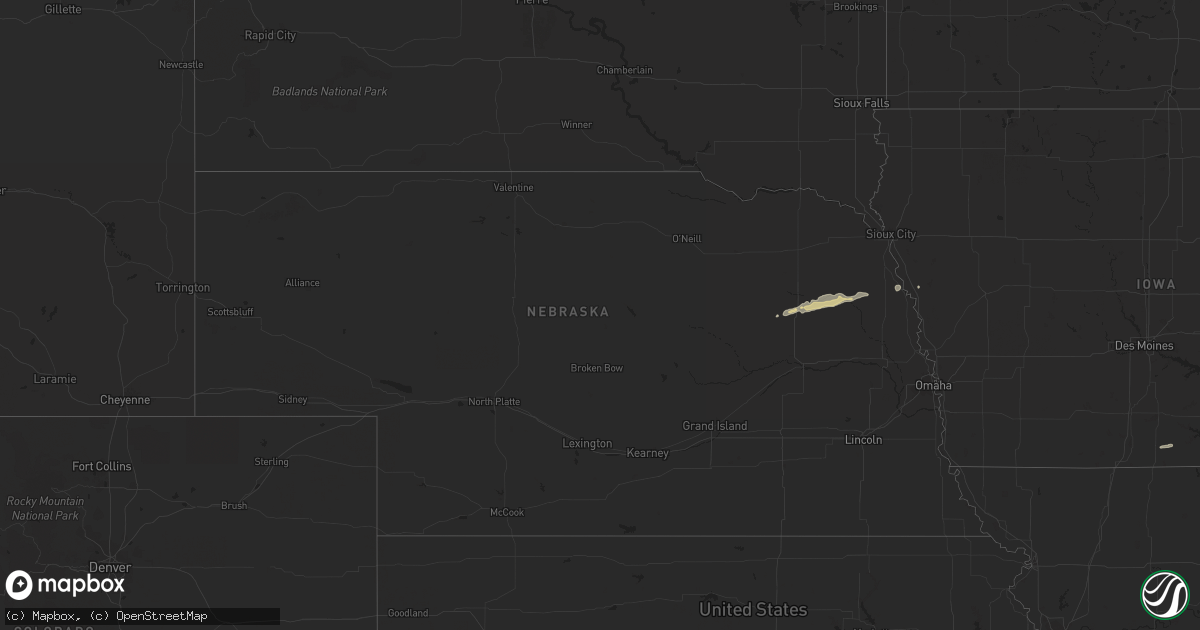 Hail map in Nebraska on March 31, 2024