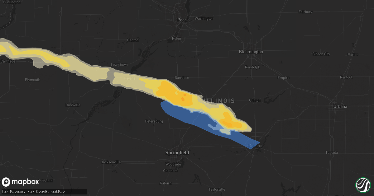 Hail map in New Holland, IL on March 31, 2024