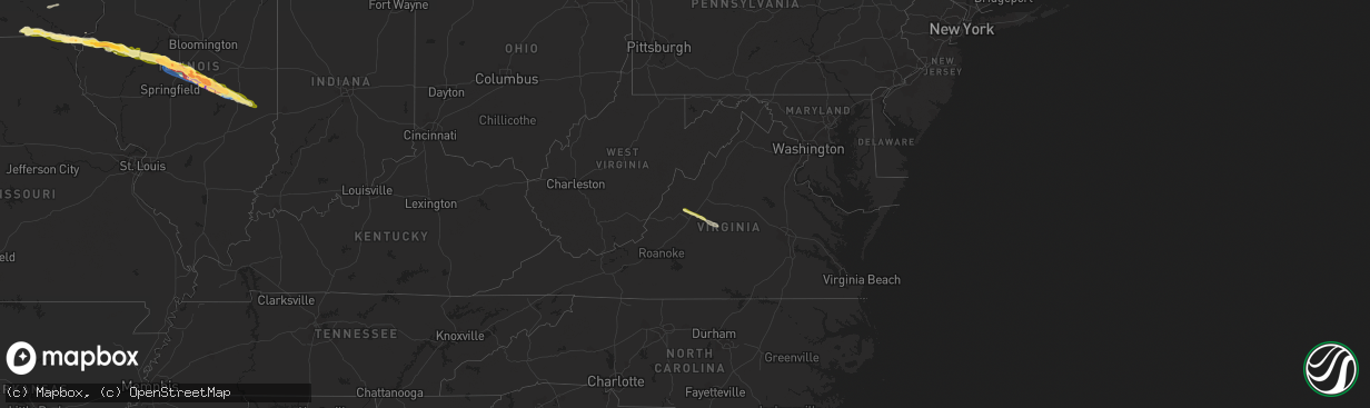 Hail map in Virginia on March 31, 2024