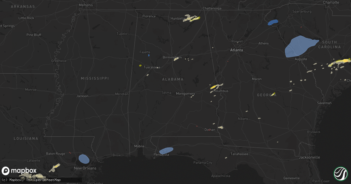 Hail map in Alabama on March 31, 2025