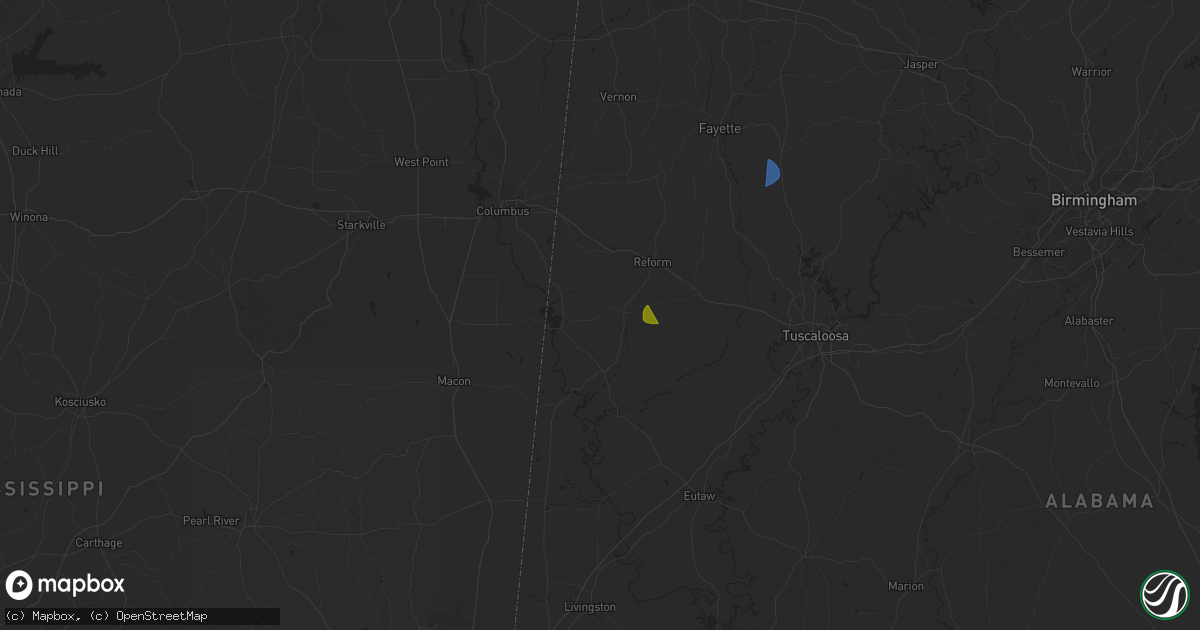 Hail map in Carrollton, AL on March 31, 2025