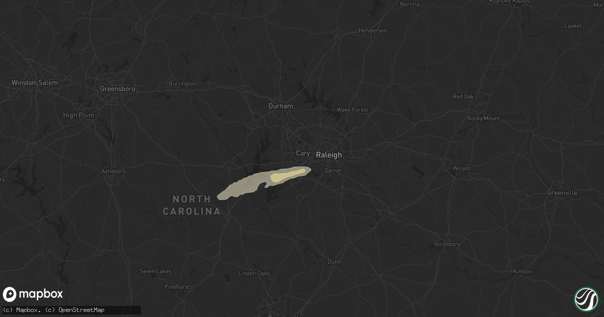 Hail map in Cary, NC on March 31, 2025