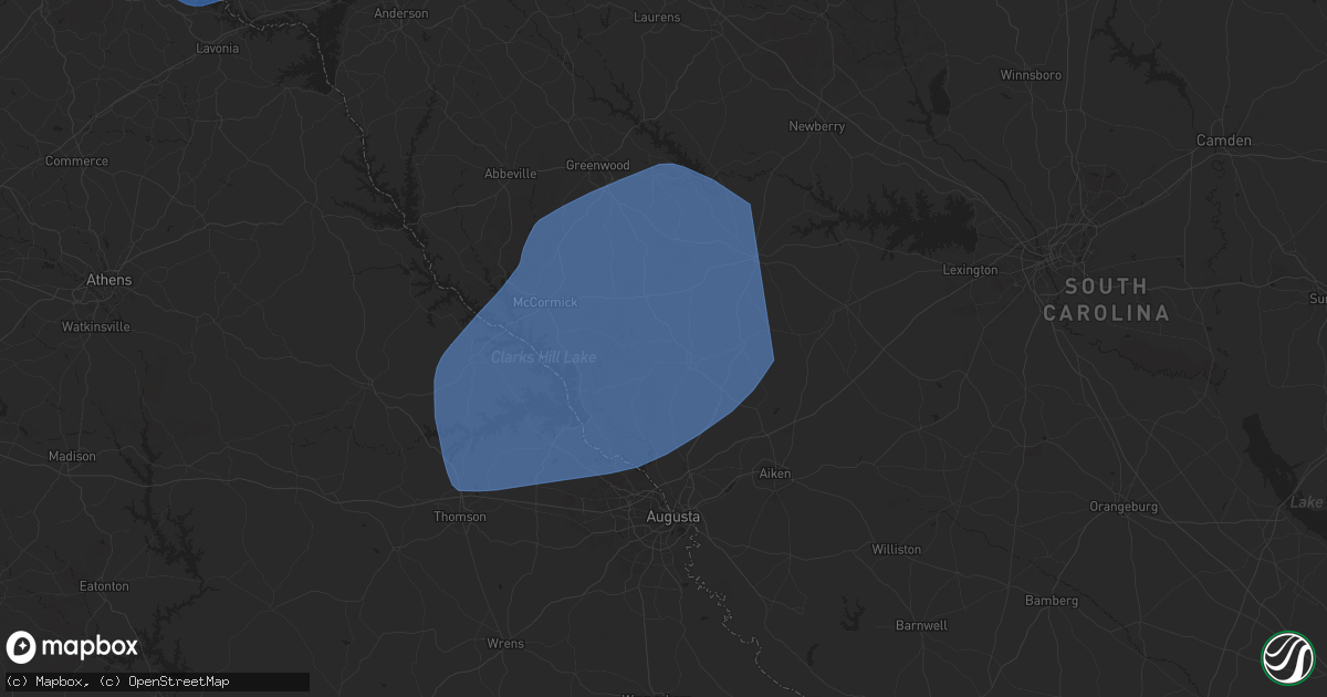 Hail map in Edgefield, SC on March 31, 2025
