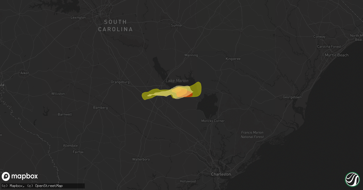 Hail map in Eutawville, SC on March 31, 2025