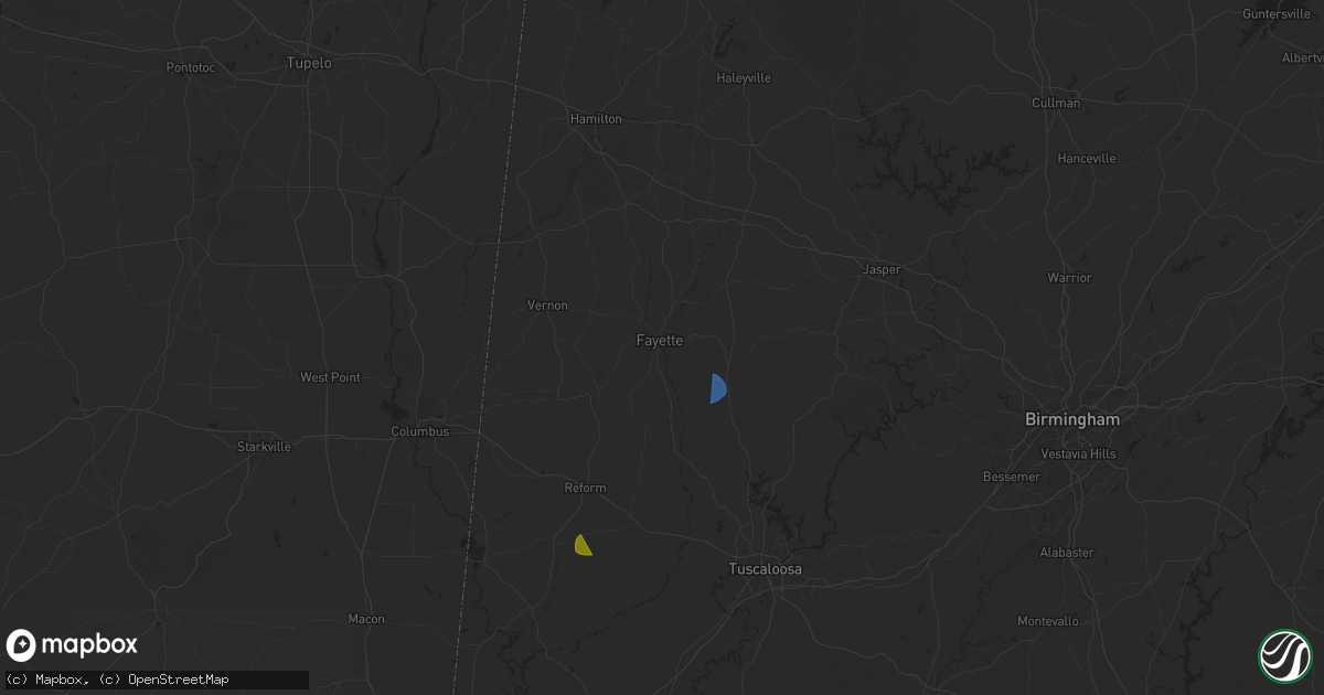 Hail map in Fayette, AL on March 31, 2025
