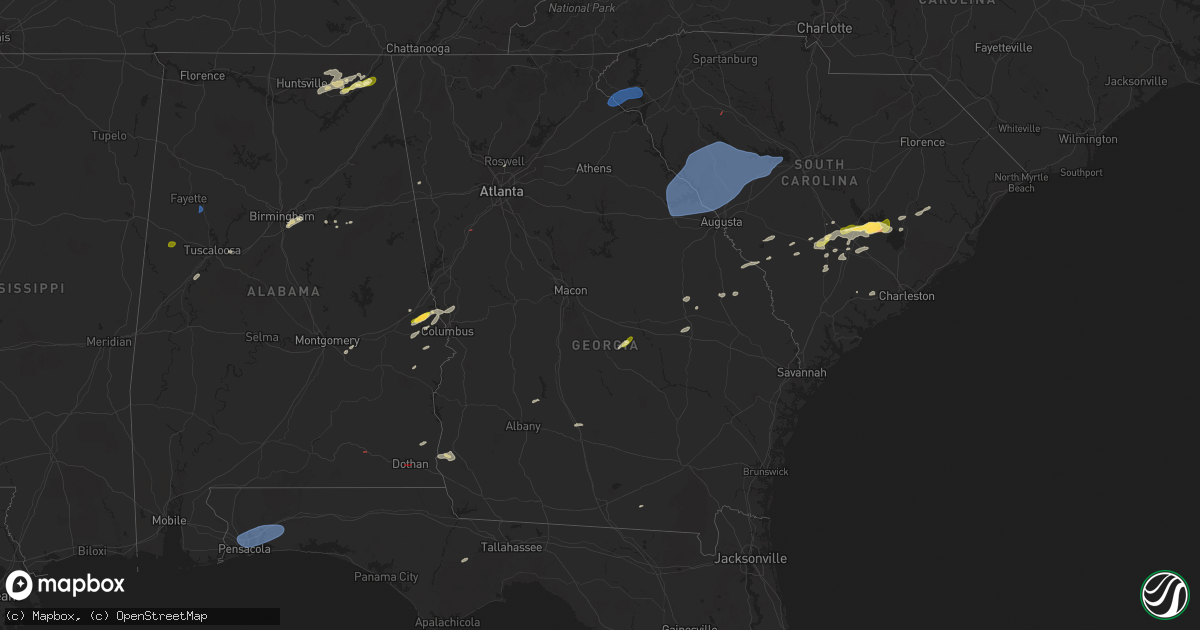 Hail map in Georgia on March 31, 2025