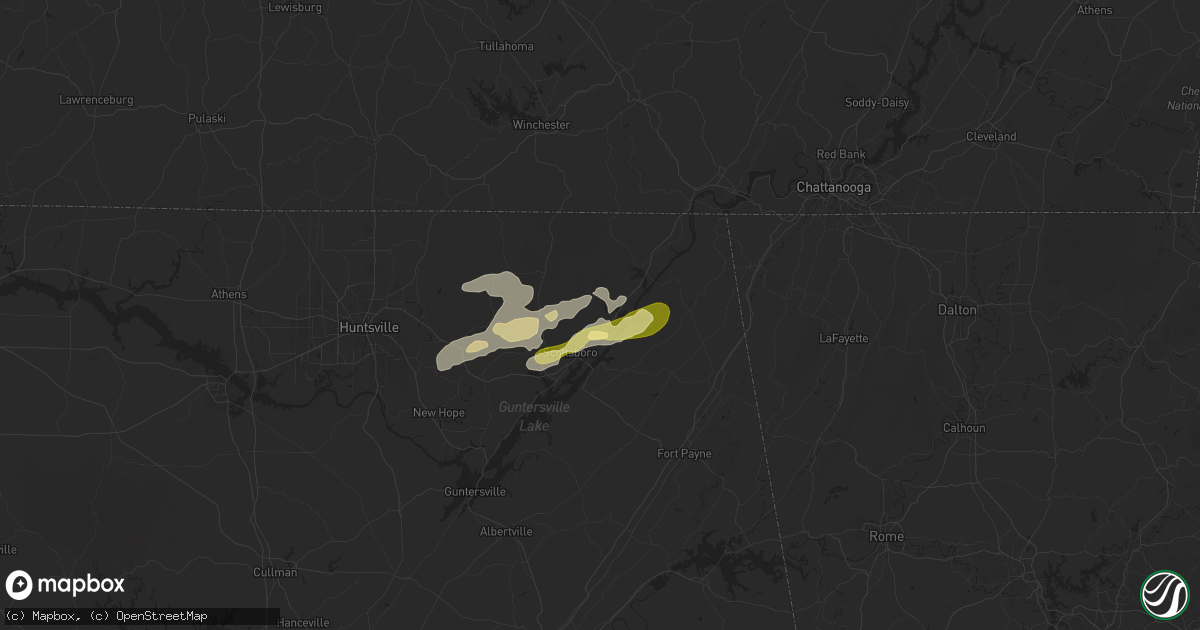Hail map in Hollywood, AL on March 31, 2025