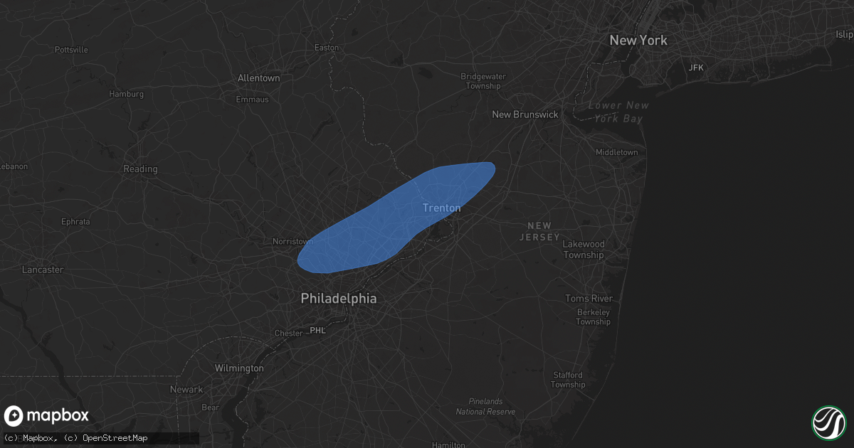 Hail map in Levittown, PA on March 31, 2025