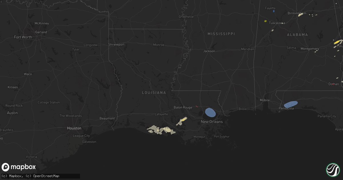 Hail map in Louisiana on March 31, 2025