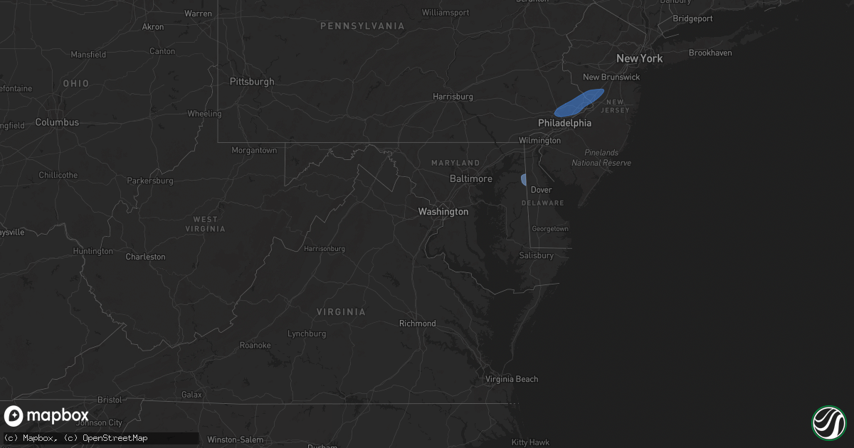 Hail map in Maryland on March 31, 2025