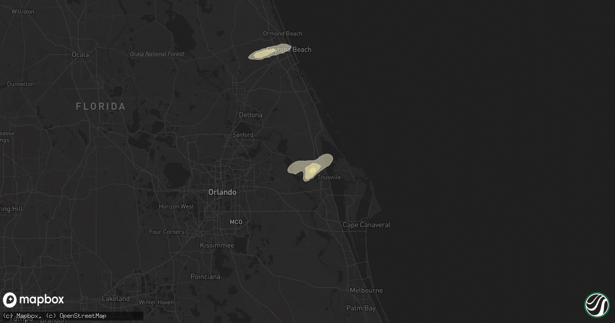 Hail map in Mims, FL on March 31, 2025