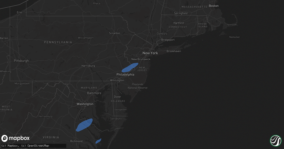 Hail map in New Jersey on March 31, 2025