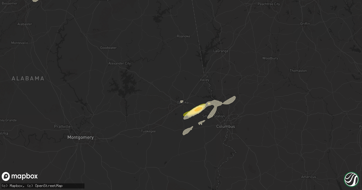 Hail map in Opelika, AL on March 31, 2025