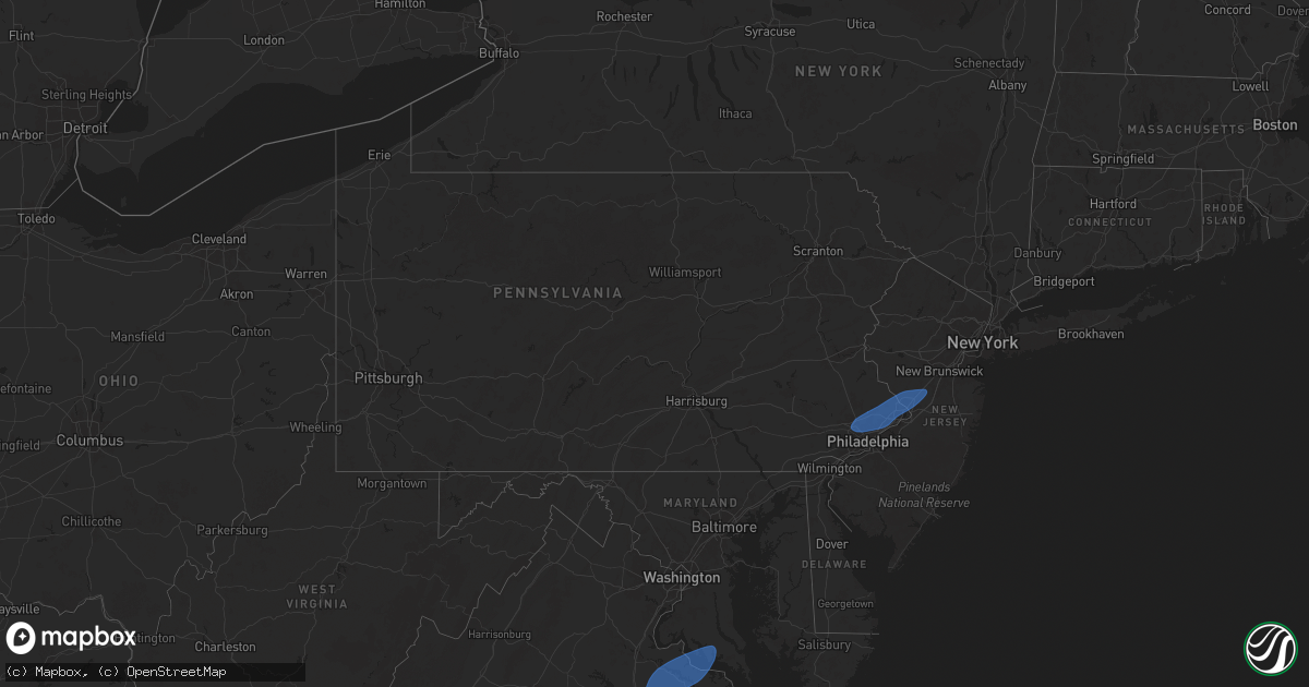 Hail map in Pennsylvania on March 31, 2025