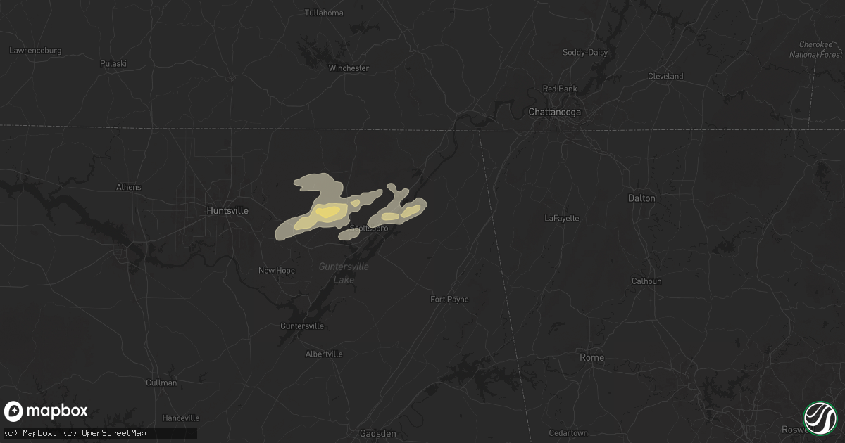 Hail map in Pisgah, AL on March 31, 2025