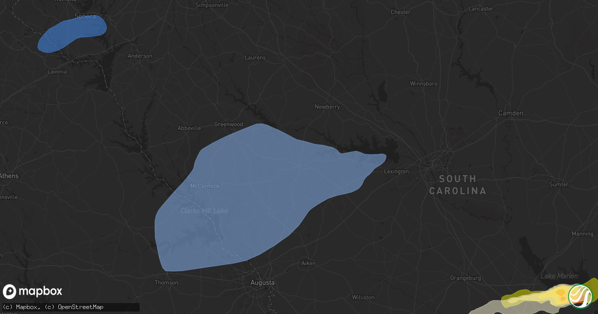 Hail map in Saluda, SC on March 31, 2025