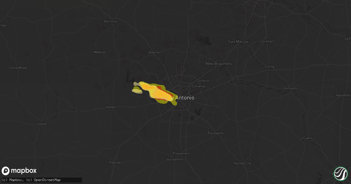 Hail map in San Antonio, TX on March 31, 2025