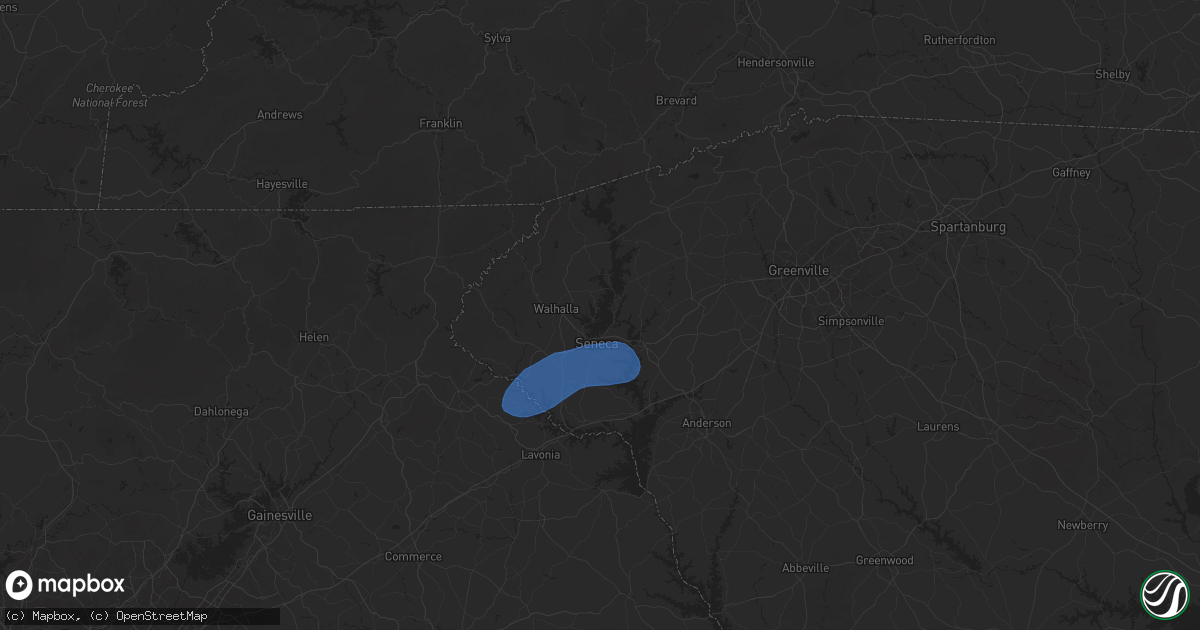 Hail map in Seneca, SC on March 31, 2025