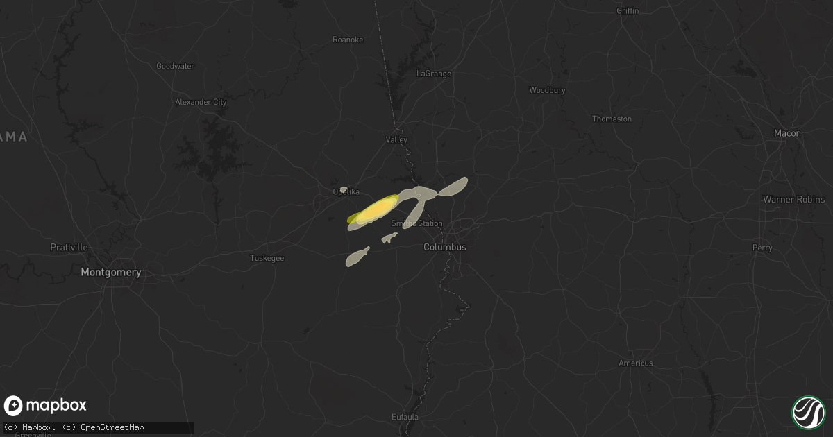 Hail map in Smiths Station, AL on March 31, 2025