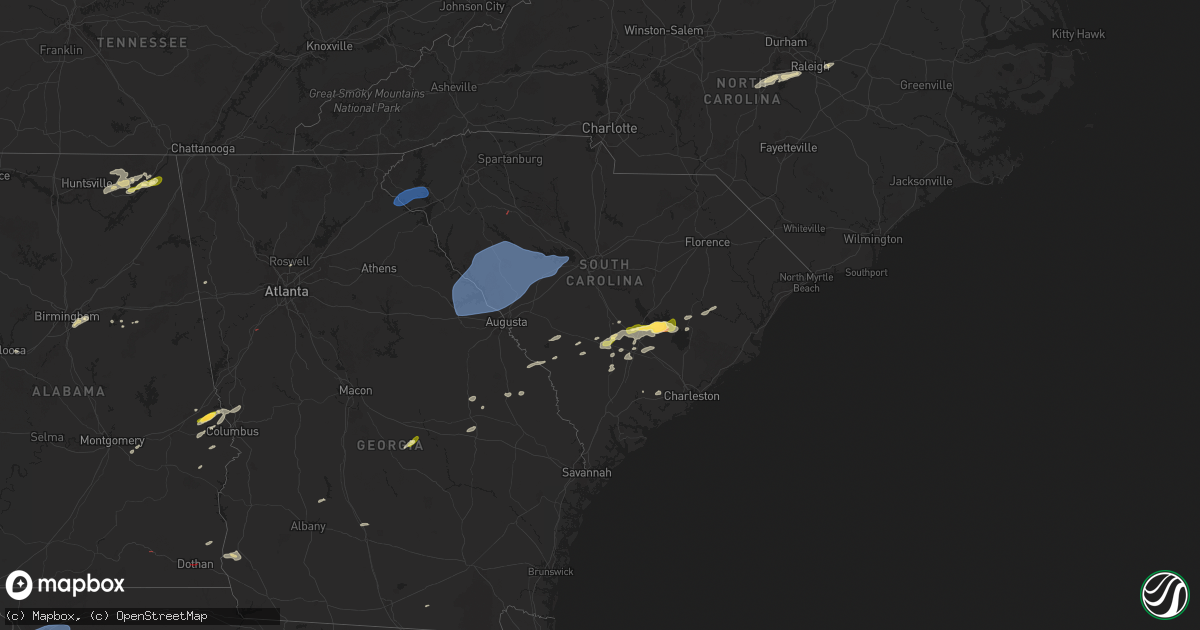 Hail map in South Carolina on March 31, 2025