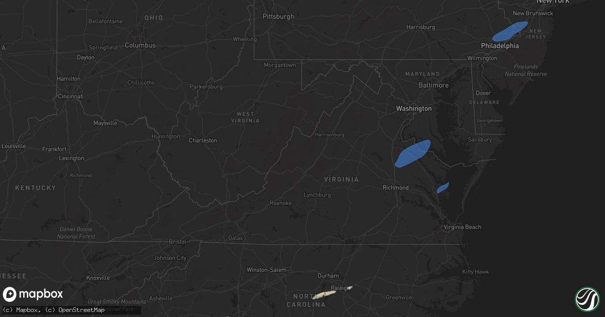 Hail map in Virginia on March 31, 2025