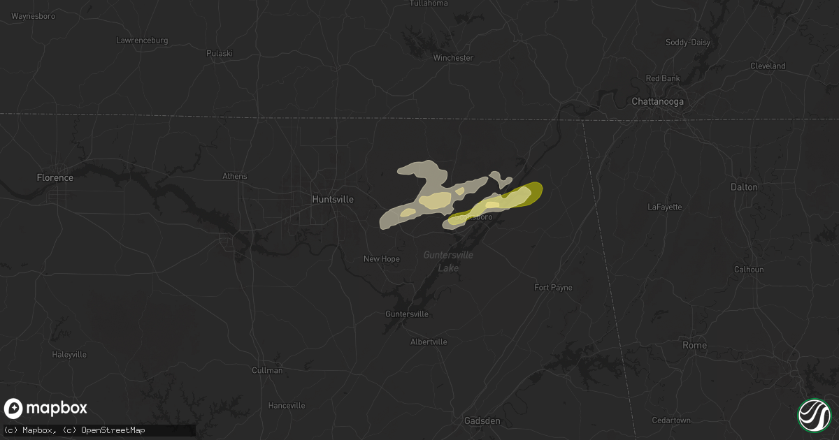 Hail map in Woodville, AL on March 31, 2025