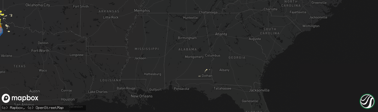 Hail map in Alabama on March 31, 2026
